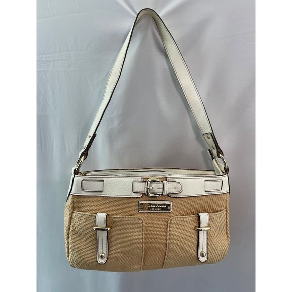 Etienne Aigner Handbags - Etienne Aigner White Trimmed Tan Textured Purse